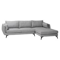 Baxton Studio Leni Modern Grey Twill Fabric Right Facing Sectional Sofa